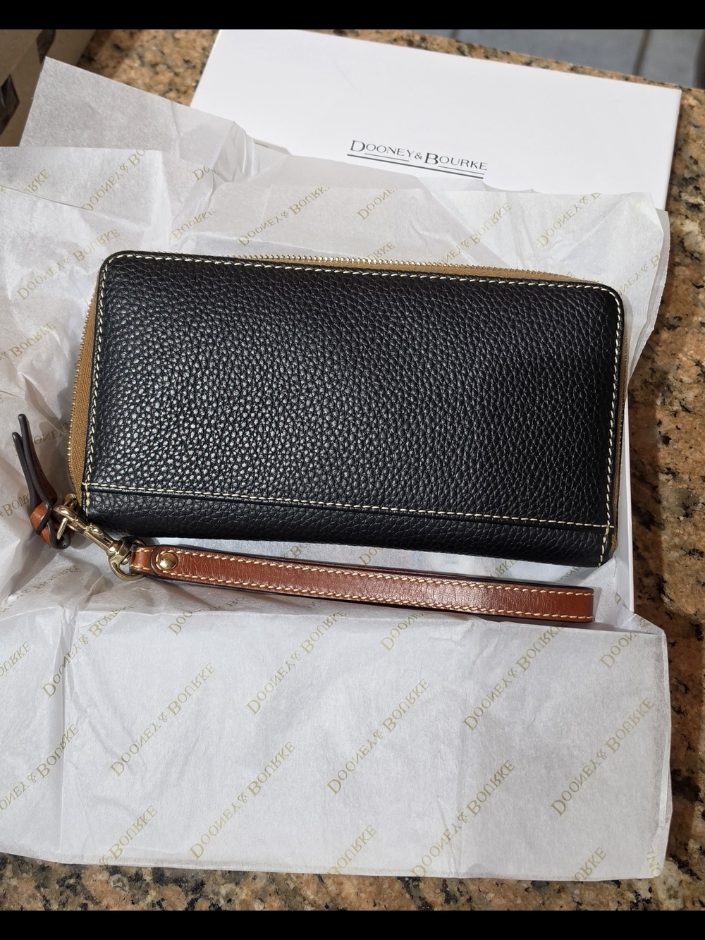 Dooney & Bourke Zip-Around Wallet - Black with Red Interior - Picture 2 of 3